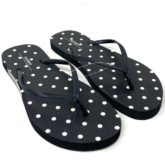 Old Navy Flip Flop Sandals Patterned Black White Summer Women Rubber 737434-00-1 - Picture 1 of 5
